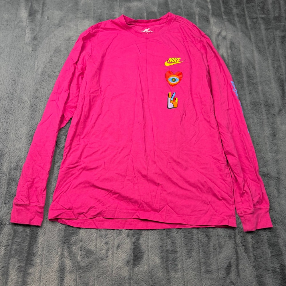 Nike Mens Long Sleeve Graphic Tee Pink Unifying Through Sport 1972 Large 15457